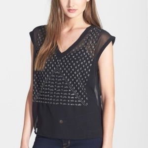 Search for Sanity Embellished Black Sheer Top